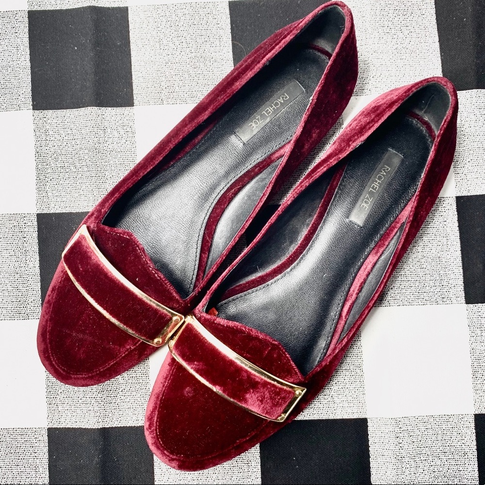 RACHEL ZOE Lily Velvet Ruby Smoking Slipper Loafer
